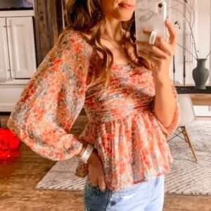 American Eagle Floral Bohemian Top.  M
